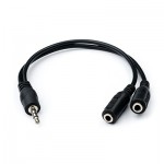 Кабель Audio 3.5мм-3.5мм Atcom 0.1m пакет (двойник) Black