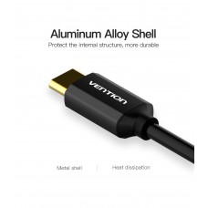 Адаптер Type-C-3.5мм Vention OMTP gold-plated 0.1m Black (CFIBA)