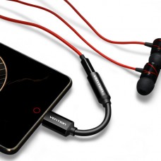 Адаптер Type-C-3.5мм Vention OMTP gold-plated 0.1m Black (CFIBA)