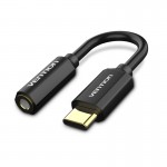 Адаптер Type-C-3.5мм Vention OMTP gold-plated 0.1m Black (CFIBA)