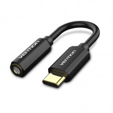 Адаптер Type-C-3.5мм Vention OMTP gold-plated 0.1m Black (CFIBA)