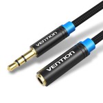 Удлинитель Audio Aux 3.5мм-3.5мм M/F Vention gold-plated 1.5m Black (VAB-B06-B150-M)