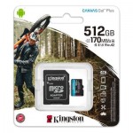 Карта памяти MicroSDXC  512GB UHS-I U3 Class 10 Kingston Canvas Go! Plus R170/W90MB/s+ Adapter SD