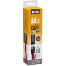 Кабель ColorWay USB-Lightning 2.4А 0.22m Red (CW-CBUL021-RD)