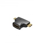 Адаптер 2 в 1 MicroHDMI-MiniHDMI-HDMI Vention (4K 30Hz MiniHDMI) (1080p 60Hz MicroHDMI) Black (AGFB0)