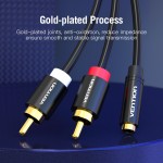Кабель Audio 3.5мм-2RCA Vention M/F 24К gold-plated  26 AWG 1.5m Black (VAB-R01BG)