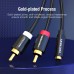 Кабель Audio 3.5мм-2RCA Vention M/F 24К gold-plated  26 AWG 2m Black (VAB-R01BH)