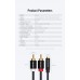 Кабель Audio 3.5мм-2RCA Vention M/F 24К gold-plated  26 AWG 2m Black (VAB-R01BH)