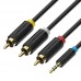 Кабель Audio 2.5мм-3RCA Vention F/F 24К gold-plated 2m Black (BCCBH)