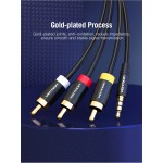 Кабель Audio 3.5мм-3RCA Vention F/F 24К gold-plated Aluminum Shell 1.5m Black (VAB-R07-B150)