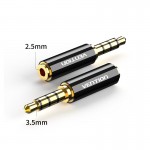 Адаптер Audio 2.5мм-3.5мм Vention M/F gold-plated Black (BFBB0)