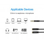 Кабель Audio 3.5мм-3.5мм Vention M/2xF Fabric Jaket mic+earphone 0.3m Black (BBMBY)