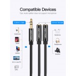 Кабель Audio 3.5мм-3.5мм Vention F/2xM TPE Jaket headset+earphone 0.3m Black (BBSBY)