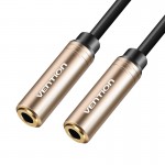 Удлинитель Audio Aux 3.5мм-3.5мм Vention TPE F/F gold-plated 0.3m Black (BFABY)