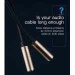 Удлинитель Audio Aux 3.5мм-3.5мм Vention TPE F/F gold-plated 0.3m Black (BFABY)