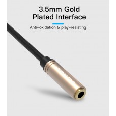 Удлинитель Audio Aux 3.5мм-3.5мм Vention TPE F/F gold-plated 0.3m Black (BFABY)