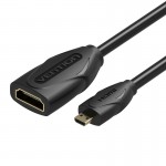 Удлинитель HDMI-microHDMI v.1.2 Vention M/F PVC 1080P 60Hz gold-plated 1m Black (ABBBF)