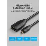 Удлинитель HDMI-microHDMI v.1.2 Vention M/F PVC 1080P 60Hz gold-plated 1m Black (ABBBF)