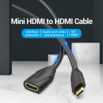 Удлинитель HDMI-miniHDMI v.1.2 Vention M/F PVC 1080P 60Hz gold-plated 1m Black (ABAAF)