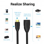 Удлинитель HDMI-miniHDMI v.1.2 Vention M/F PVC 1080P 60Hz gold-plated 1m Black (ABAAF)