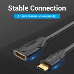 Удлинитель HDMI-miniHDMI v.1.2 Vention M/F PVC 1080P 60Hz gold-plated 1m Black (ABAAF)