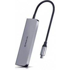 USB HUB REAL-EL 5 в 1 Type-C-HDMI-USB-PD 4USB 3.0 100W 4K 30Hz CQ-700 Grey