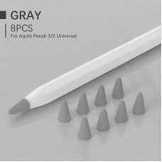 Чехол TPU Goojodoq для наконечника стилуса Apple Pencil (1-2 поколение) (8шт) Grey
