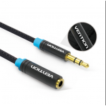 Удлинитель Audio Aux 3.5мм-3.5мм M/F Vention gold-plated 5m Black (VAB-B06-B500-M)
