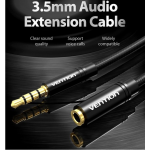 Удлинитель Audio Aux 3.5мм-3.5мм M/F Vention gold-plated 5m Black (VAB-B06-B500-M)