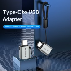 Адаптер Type-C-USB 3.1 Vention nickel-plated 5Gbps 3A Gray (CDQH0)