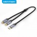 Кабель Audio Type-C-2RCA Vention M/2xF Cotton gold-plated 0.5m Black (BGVBD)