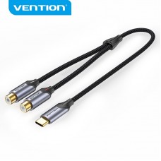 Кабель Audio Type-C-2RCA Vention M/2xF Cotton gold-plated 1m Black (BGVBF)