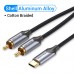 Кабель Audio Type-C-2RCA Vention M/2xM Cotton gold-plated 0.5m Black (BGUHD)