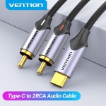 Кабель Audio Type-C-2RCA Vention M/2xM Cotton gold-plated 3m Black (BGUHI)