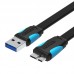 Кабель USB-MicroUSB-B 3.0 Vention PVC Flat nickel-plated 5Gbps 0.25m Black (VAS-A12-B025)