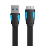 Кабель USB-MicroUSB-B 3.0 Vention PVC Flat nickel-plated 5Gbps 1.5m Black (VAS-A12-B150)