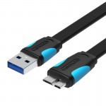 Кабель USB-MicroUSB-B 3.0 Vention PVC Flat nickel-plated 5Gbps 1.5m Black (VAS-A12-B150)