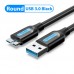 Кабель USB-MicroUSB-B 3.0 Vention PVC Round nickel-plated 5Gbps 0.25m Black (COPBC)