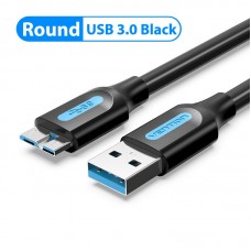 Кабель USB-MicroUSB-B 3.0 Vention PVC Round nickel-plated 5Gbps 1.5m Black (COPBG)
