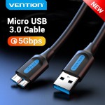 Кабель USB-MicroUSB-B 3.0 Vention PVC Round nickel-plated 5Gbps 2m Black (COPBH)