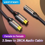 Удлинитель Audio 3.5мм-2RCA Vention F/2xF gold-plated 0.3m Black (BCOHY)