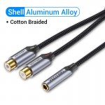 Удлинитель Audio 3.5мм-2RCA Vention F/2xF gold-plated 0.3m Black (BCOHY)