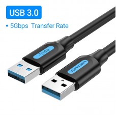 Кабель USB-USB 3.0 Vention F/F PVC Round 5Gbps 0.5m Black (CONBD)