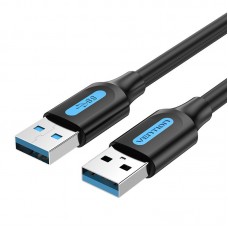 Кабель USB-USB 3.0 Vention F/F PVC Round 5Gbps 0.5m Black (CONBD)