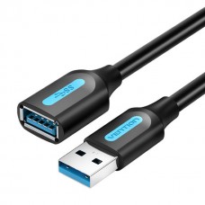 Удлинитель USB-USB 3.0 Vention F/M PVC Round 5Gbps 1.5m Black (CBHBG)