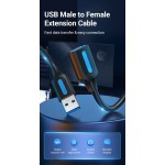 Удлинитель USB-USB 3.0 Vention F/M PVC Round 5Gbps 1m Black (CBHBF)
