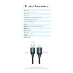 Удлинитель USB-USB 3.0 Vention F/M PVC Round 5Gbps 1m Black (CBHBF)