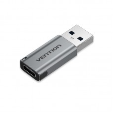 Адаптер Type-C-USB 3.0 Vention AluminIum nickel-plated M/F 5Gbps 3A Gray (CDPH0)
