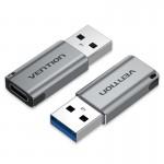 Адаптер Type-C-USB 3.0 Vention AluminIum nickel-plated M/F 5Gbps 3A Gray (CDPH0)