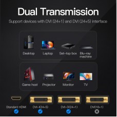 Адаптер HDMI-DVI-D Vention (DVI 24+1-HDMI 1.4) M/F 1080P 60Hz Black (ECDB0)